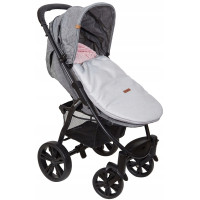 Detský fusak s kapucňou BABYMAM Soft Nature - svetlo šedý melange/ružová minky