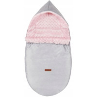 Detský fusak s kapucňou BABYMAM Soft Nature - svetlo šedý melange/ružová minky