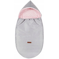 Detský fusak s kapucňou BABYMAM Soft Nature - svetlo šedý melange/ružová minky