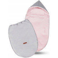 Detský fusak s kapucňou BABYMAM Soft Nature - svetlo šedý melange/ružová minky