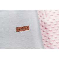 Detský fusak s kapucňou BABYMAM Soft Nature - svetlo šedý melange/ružová minky