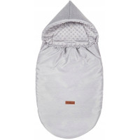 Detský fusak s kapucňou BABYMAM Soft Nature - svetlo šedý melange/šedá minky