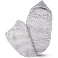 Detský fusak s kapucňou BABYMAM Soft Nature - svetlo šedý melange/šedá minky