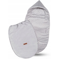 Detský fusak s kapucňou BABYMAM Soft Nature - svetlo šedý melange/šedá minky
