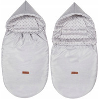 Detský fusak s kapucňou BABYMAM Soft Nature - svetlo šedý melange/šedá minky