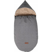 Detský fusak s kapucňou BABYMAM Soft Nature - tmavo šedý melange/béžová minky