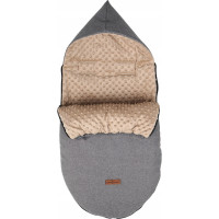 Detský fusak s kapucňou BABYMAM Soft Nature - tmavo šedý melange/béžová minky
