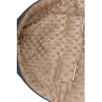 Detský fusak s kapucňou BABYMAM Soft Nature - tmavo šedý melange/béžová minky