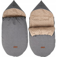 Detský fusak s kapucňou BABYMAM Soft Nature - tmavo šedý melange/béžová minky
