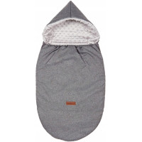 Detský fusak s kapucňou BABYMAM Soft Nature - tmavo šedý melange/sivá minky