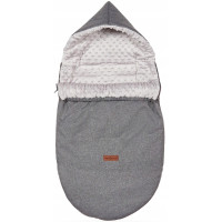 Detský fusak s kapucňou BABYMAM Soft Nature - tmavo šedý melange/sivá minky