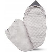 Detský fusak s kapucňou BABYMAM Soft Nature - tmavo šedý melange/sivá minky