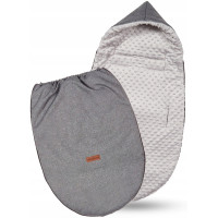 Detský fusak s kapucňou BABYMAM Soft Nature - tmavo šedý melange/sivá minky