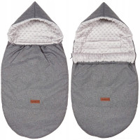 Detský fusak s kapucňou BABYMAM Soft Nature - tmavo šedý melange/sivá minky