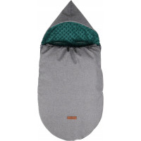 Detský fusak s kapucňou BABYMAM Soft Nature - tmavo šedý melange/tmavo zelená minky