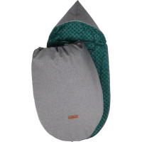 Detský fusak s kapucňou BABYMAM Soft Nature - tmavo šedý melange/tmavo zelená minky