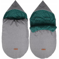Detský fusak s kapucňou BABYMAM Soft Nature - tmavo šedý melange/tmavo zelená minky