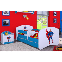 Detská posteľ so šuplíkom 160x80cm SUPERMAN, modrá