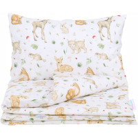 Detské bavlnené obliečky do postieľky 135x100 cm BABYMAM PREMIUM - Lesné zvieratká