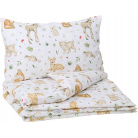 Detské bavlnené obliečky do postieľky 135x100 cm BABYMAM PREMIUM - Lesné zvieratká