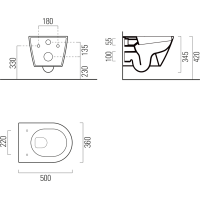 GSI KUBE X závesná WC misa, GeniusFlush, 36x50cm, biela dual-mat 941209
