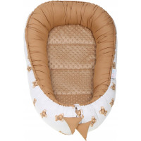 Obojstranné hniezdočko (kokon) pre bábätko - BABYMAM PREMIUM set 7v1 - Medvedík Teddy s béžovou minkami