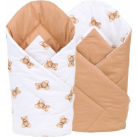 Obojstranné hniezdočko (kokon) pre bábätko - BABYMAM PREMIUM set 7v1 - Medvedík Teddy s béžovou minkami