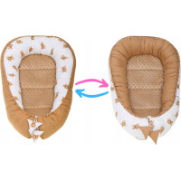 Obojstranné hniezdočko (kokon) pre bábätko - BABYMAM PREMIUM set 7v1 - Medvedík Teddy s béžovou minkami