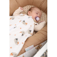 Obojstranné hniezdočko (kokon) pre bábätko - BABYMAM PREMIUM set 7v1 - Medvedík Teddy s béžovou minkami