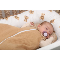 Obojstranné hniezdočko (kokon) pre bábätko - BABYMAM PREMIUM set 7v1 - Medvedík Teddy s béžovou minkami