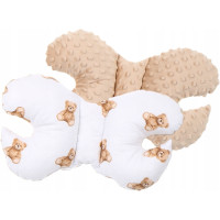 Obojstranné hniezdočko (kokon) pre bábätko - BABYMAM PREMIUM set 7v1 - Medvedík Teddy s béžovou minkami