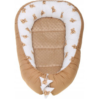 Obojstranné hniezdočko (kokon) pre bábätko - BABYMAM PREMIUM set 7v1 - Medvedík Teddy s béžovou minkami