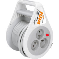 Solight predlžovací prívod na bubne 10m, 3 zásuvky, šedý kábel, 3x 1,5mm2