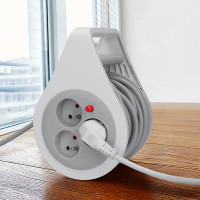 Solight predlžovací prívod na bubne 10m, 3 zásuvky, šedý kábel, 3x 1,5mm2