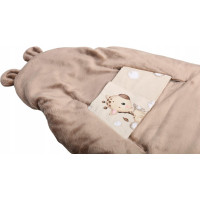 Plyšová zavinovačka s kapucňou BABYMAM do autosedačky - Béžová žirafa/cappuccino