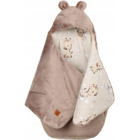 Plyšová zavinovačka s kapucňou BABYMAM do autosedačky - Béžová žirafa/cappuccino