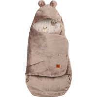 Plyšová zavinovačka s kapucňou BABYMAM do autosedačky - Béžová žirafa/cappuccino