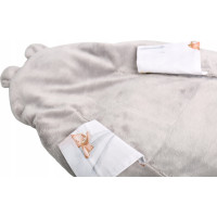 Plyšová zavinovačka s kapucňou BABYMAM do autosedačky - Let lastovičkou/sivá