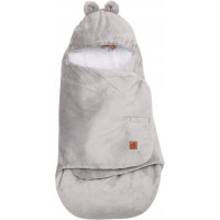 Plyšová zavinovačka s kapucňou BABYMAM do autosedačky - Let lastovičkou/sivá