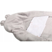 Plyšová zavinovačka s kapucňou BABYMAM do autosedačky - Let lastovičkou/sivá