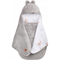 Plyšová zavinovačka s kapucňou BABYMAM do autosedačky - Let lastovičkou/sivá