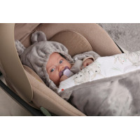 Plyšová zavinovačka s kapucňou BABYMAM do autosedačky - Môj les/sivá