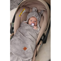 Plyšová zavinovačka s kapucňou BABYMAM do autosedačky - Môj les/sivá