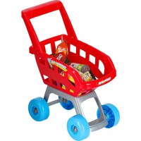 Pokladňa v supermarkete s vozíkom - biela/červená