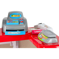 Pokladňa v supermarkete s vozíkom - biela/červená