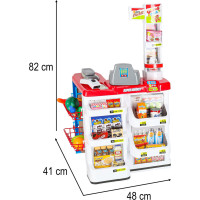Pokladňa v supermarkete s vozíkom - biela/červená