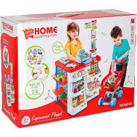 Pokladňa v supermarkete s vozíkom - biela/červená