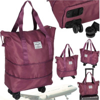 Cestovná taška na kolieskach skladacia cestovná priestranná 3 veľkosti fialová