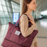 Cestovná taška na kolieskach skladacia cestovná priestranná 3 veľkosti fialová