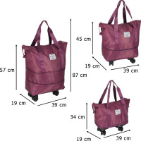 Cestovná taška na kolieskach skladacia cestovná priestranná 3 veľkosti fialová